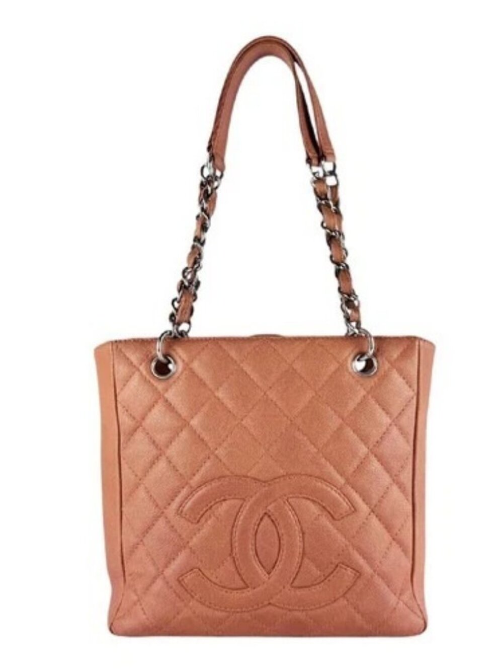 Auth CHANEL PST Shoulder Bag Pink/Silver Leather/Metal - z10451